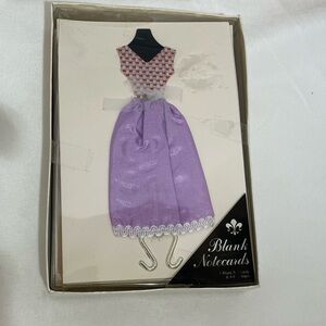 Vintage Greeting Cards Chic Purple Dress fabric W/envelopes‎ box set of 8 cards